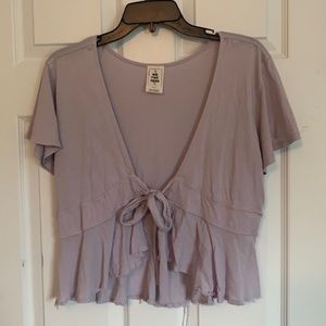 Purple Free People Tie Front Top